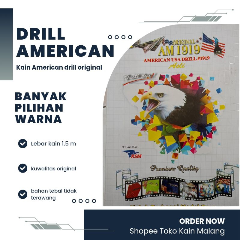 KAIN DRILL | KAIN AMERICAN DRILL ORIGINAL METERAN (HARGA PER 0.5 METER)