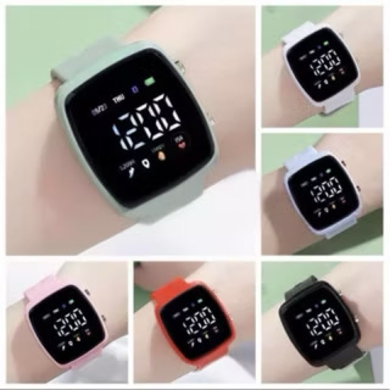 GB N-004 Jam Tangan LED Digital Pria Wanita Rubber Electronic Fashion Couple Anak Remaja Import Prem