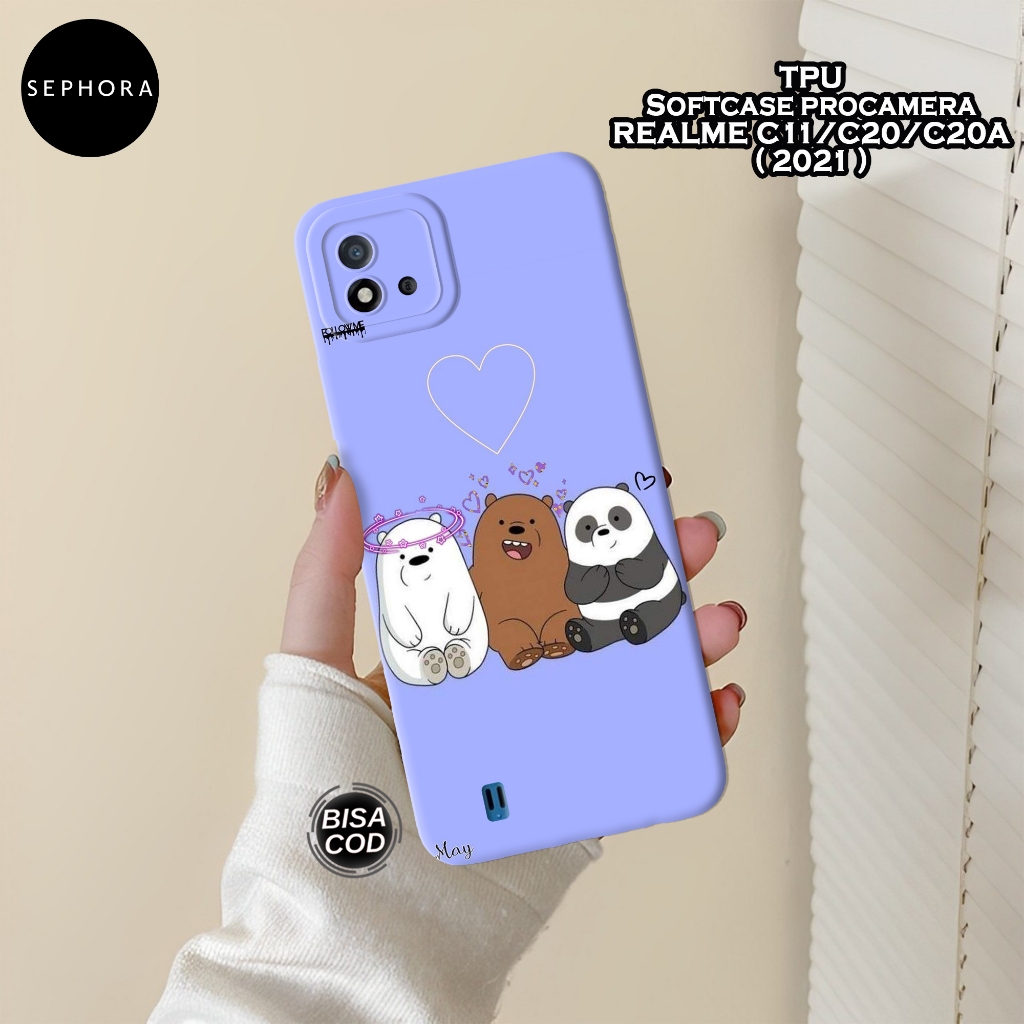 Case Realme C11/C20/C20A 2021 - Fashion Case Bear - Softcase Realme C11/C20/C20A - Case Pro Camera -