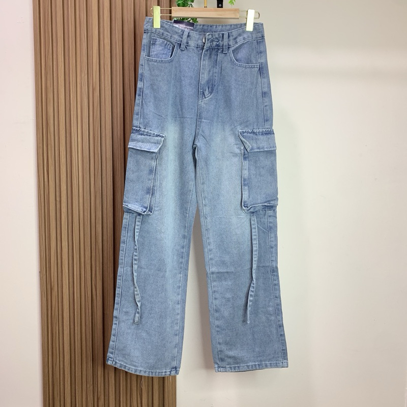 READY STOCK CELANA JEANS CARGO PREMIUM / CELANA JEANS CARGO WANITA PREMIUM / JEANS CARGO WANITA MURA