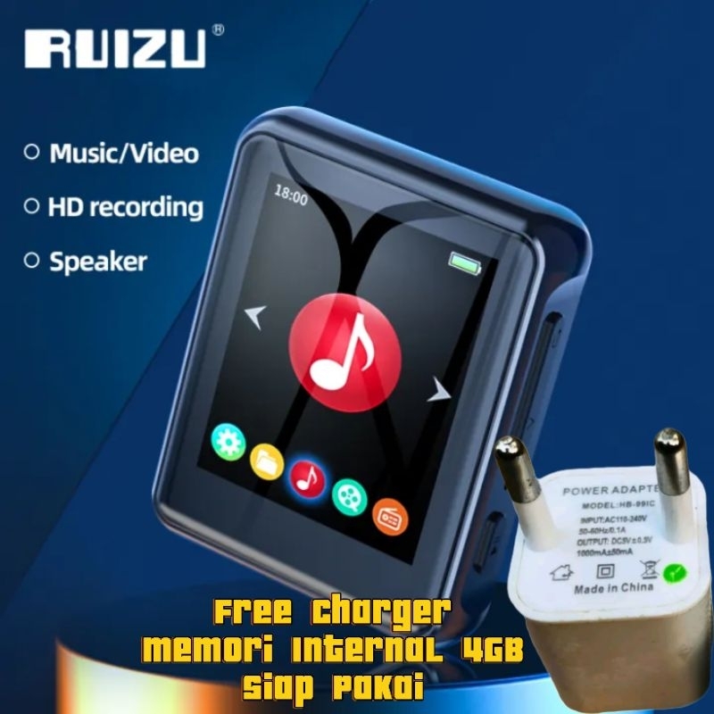 Ruizu X85 4GB mp3 Player Portable Walkman Radio Musik Recording Speaker Baterai awet iPod