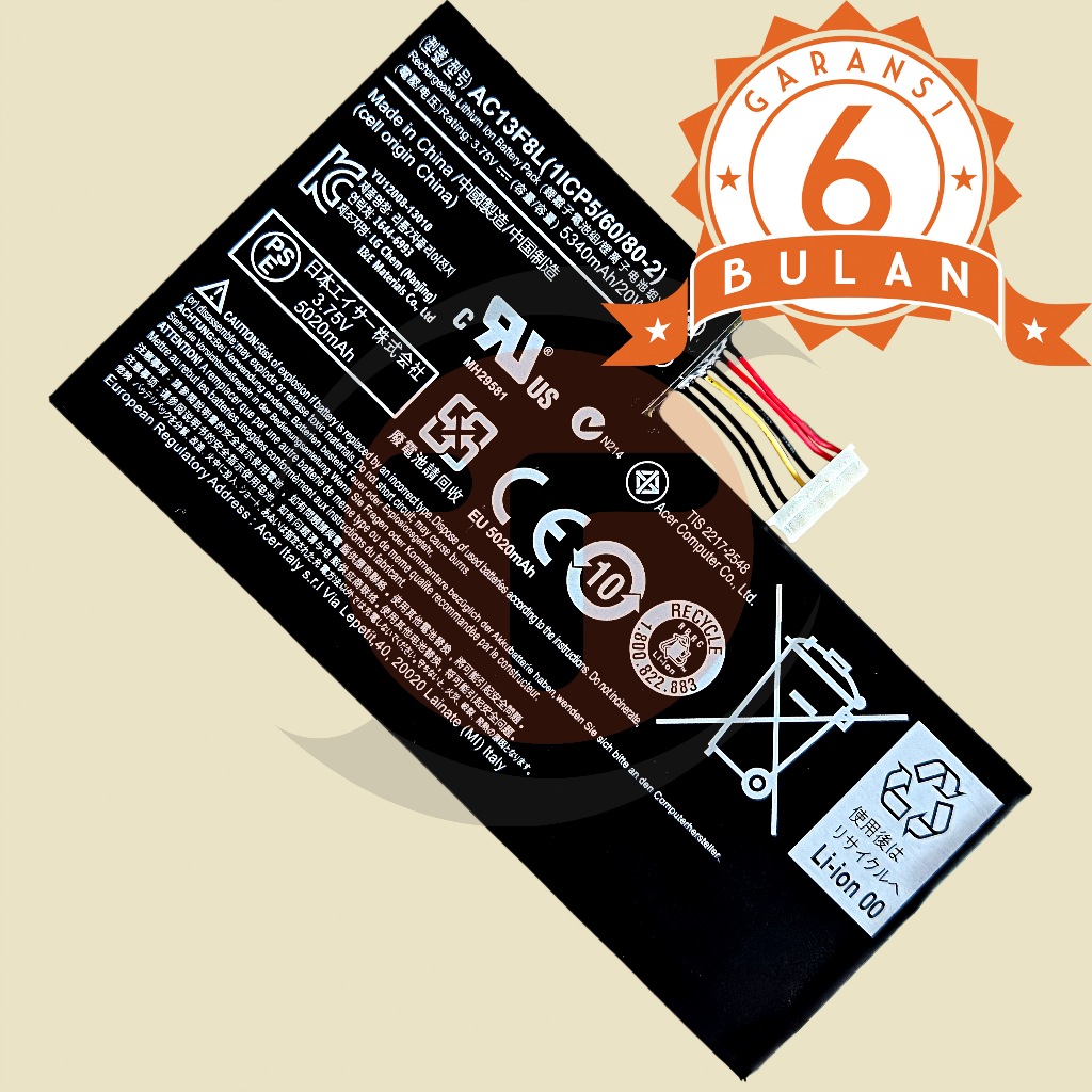 Baterai Untuk Acer Iconia Tab A1-A810 A1-A811 Tablet W4-820P AC13F3L AC13F8L
