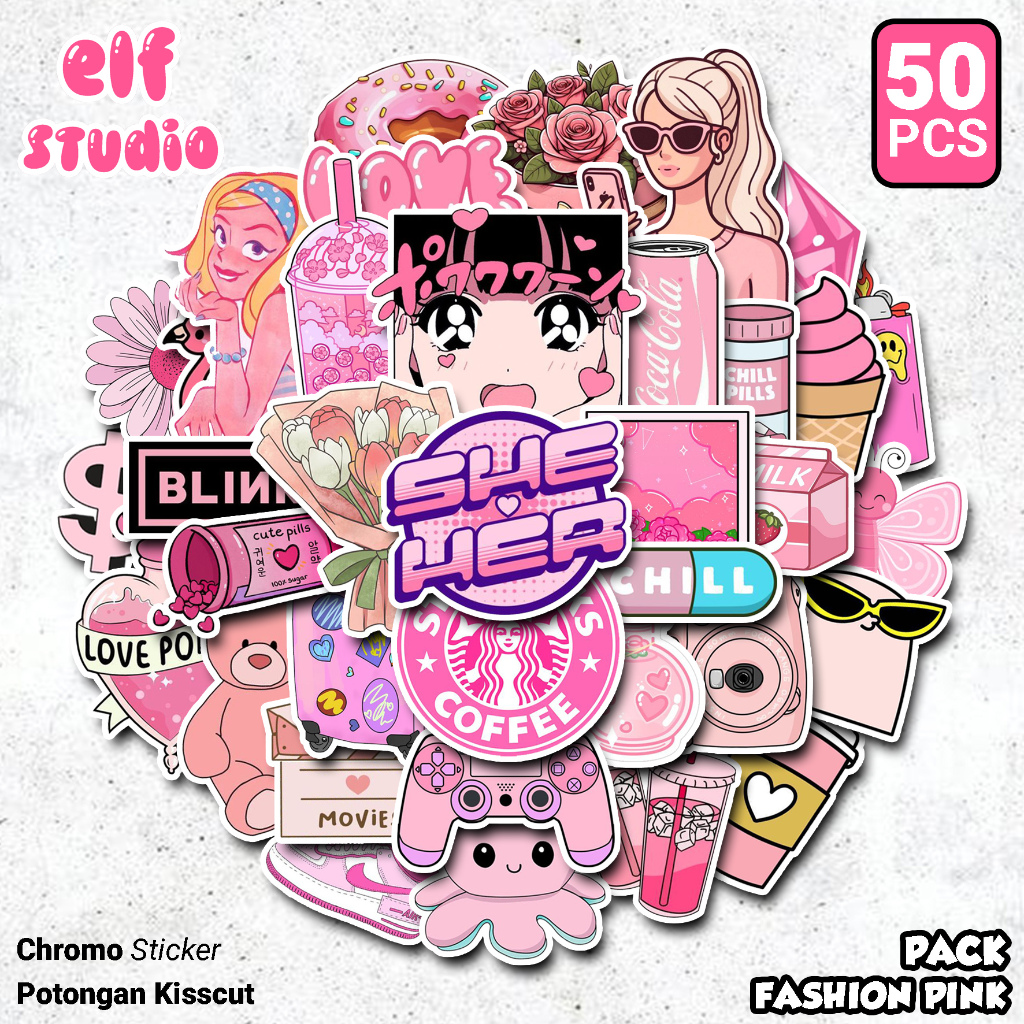 

Sticker Fashion Pink Aesthetic Stiker Dekorasi Jurnal Merah Muda Untuk Laptop Case Hp Buku