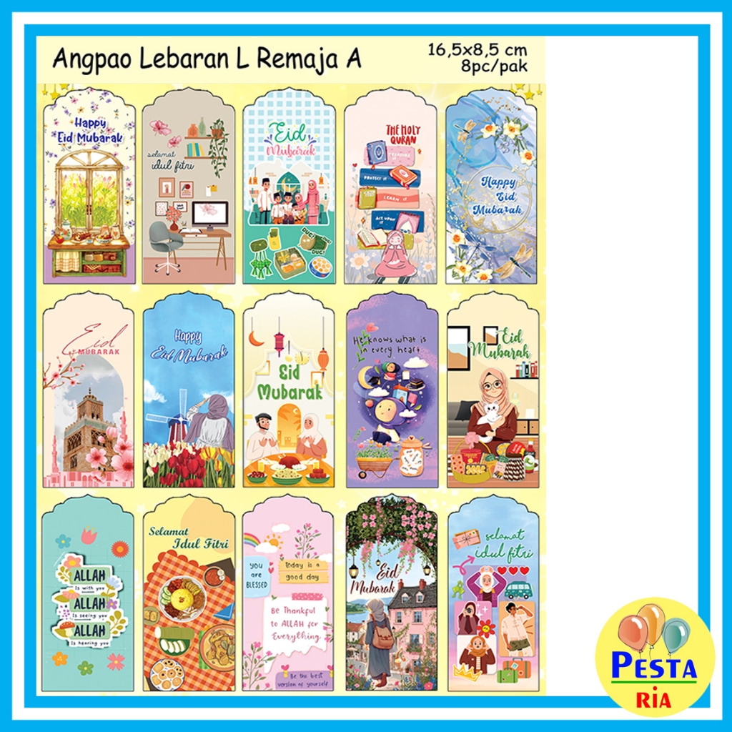 

Murah ! (1Pak isi 8Pcs) Amplop Idul Fitri Remaja uk L panjang(16x8cm) , Amplop Lebaran Idul Fitri , Angpao Lebaran Idul Fitri, GROSIR READY STOK, amplop idul fitri Besar, angpao idul fitri 2025, islamic, lebaran, idul fitri,eid mubarak,amplop lebaran lucu