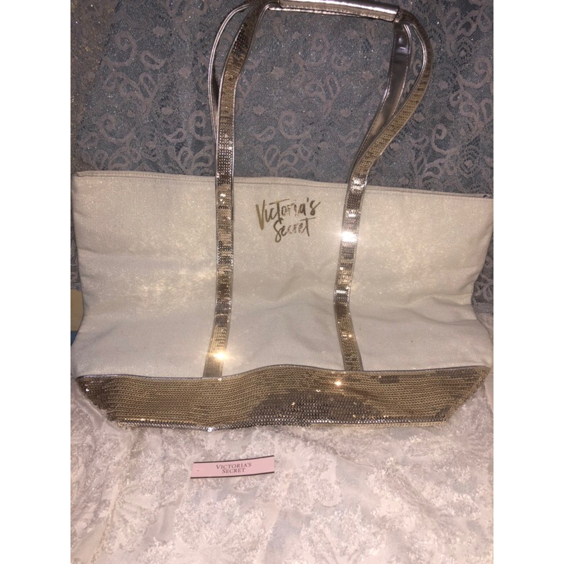 Tote Bag Victoria Secret Gold Original 1000%