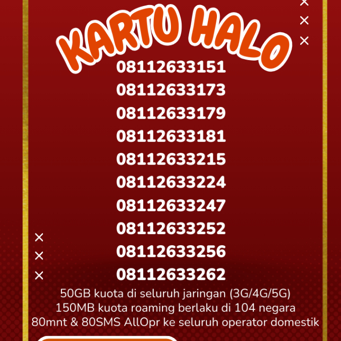 Kuota 50GB  Telkomsel kartu halo 11 digit nomor 21