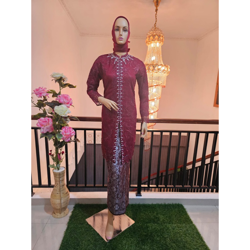 TERLARIS Set kebaya tille payet premium/ Set kebaya wisuda/ Set kebaya pernikahan/ Set kebaya