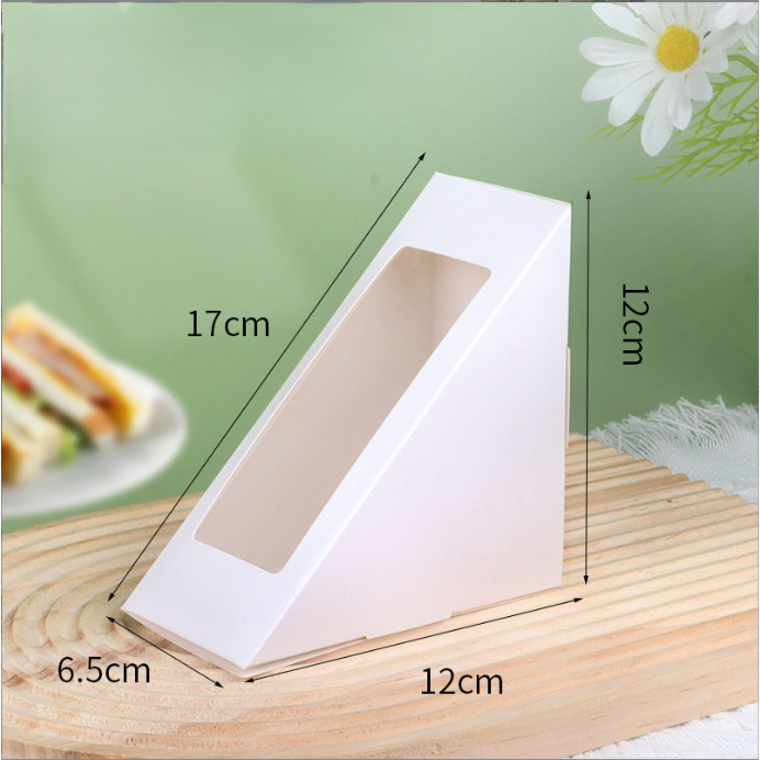10pcs Paper Sandwich Box 12cm / Box Packing Sandwich / Kemasan Sandwich Segitiga Foodgrade