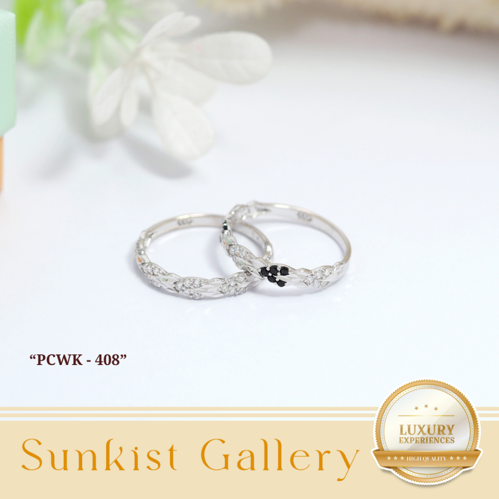 CINCIN WANITA EMAS ASLI TERBARU MODEL RING SIMPE PERMATA HITAM DAN PUTIH ELEGAT EMAS MUDA KADAR 8K (