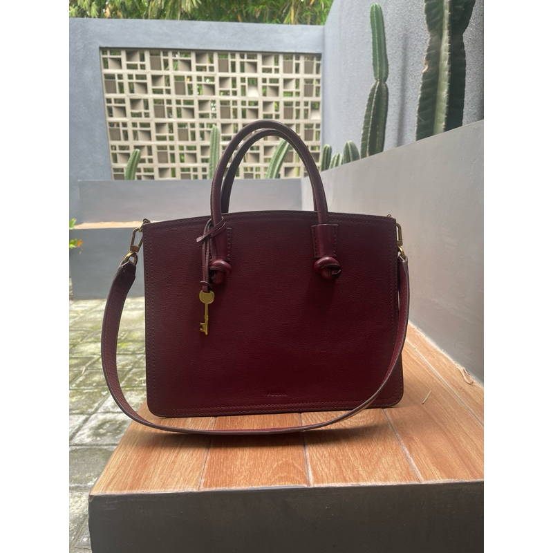 SOLD_sale fossil // tas branded// ocil / lucu / ori preloved / burgundy