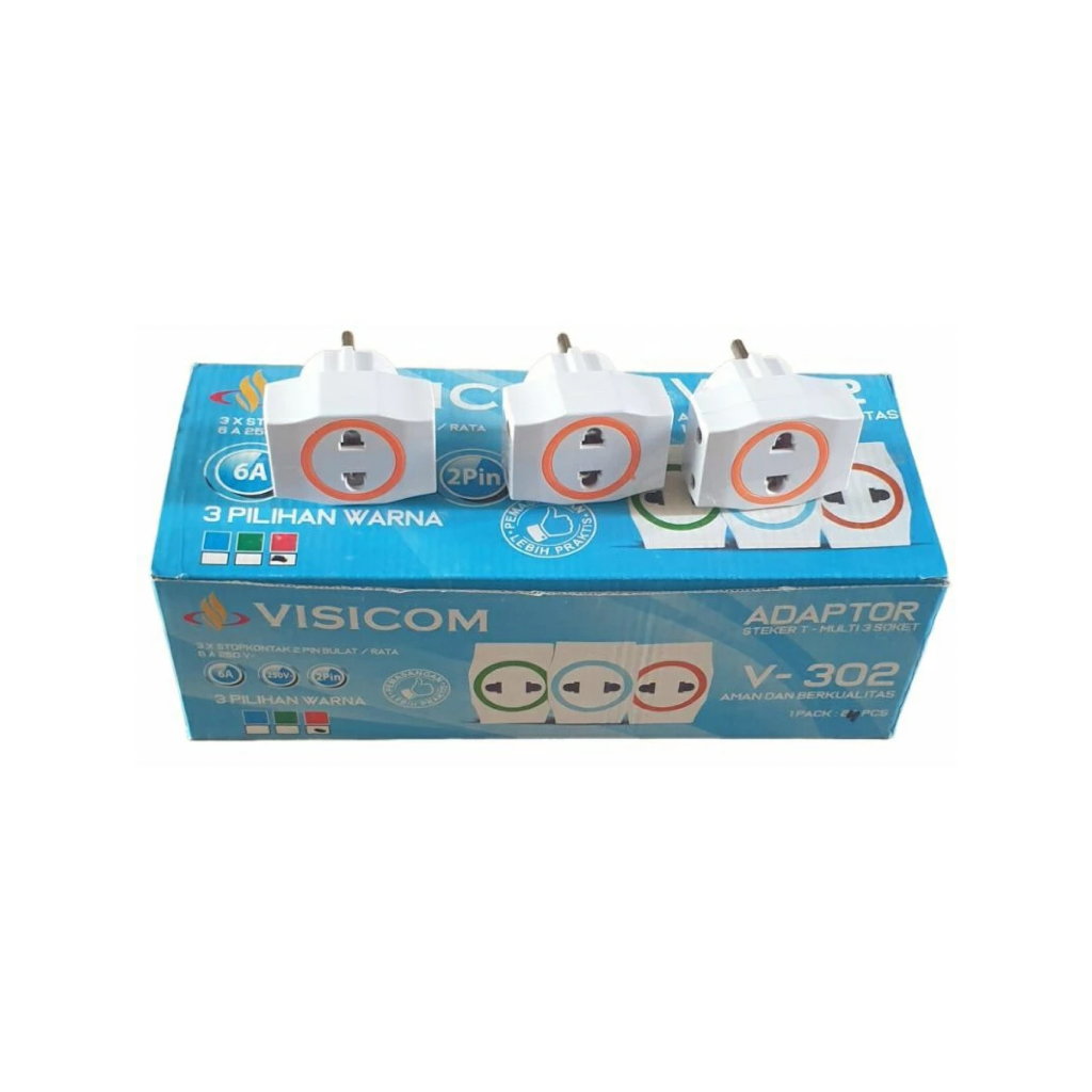 Steker T Multi 3Cabang Visicom V 302 & Stecker stop kontak +Saklar