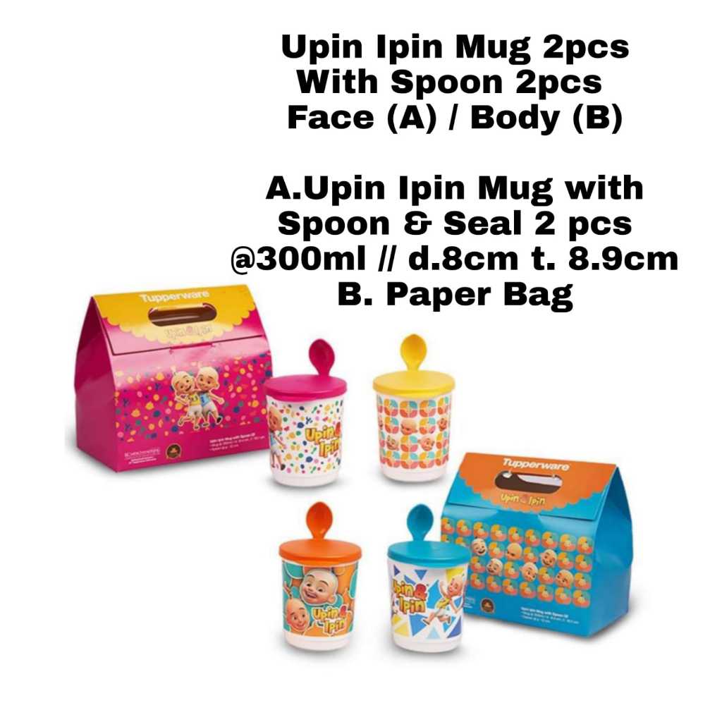 tupperware upin ipin mug gelas cangkir upin ipin
