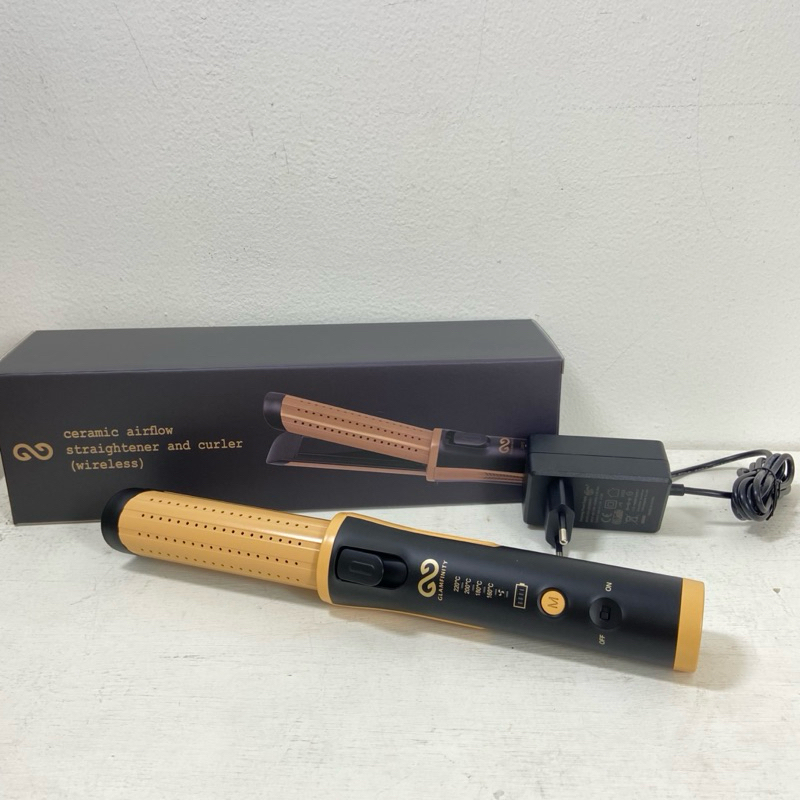 GLAMFINITY Ceramic Airflow Straightener and Curler (Wireless) Catokan Portable / Catokan wireless