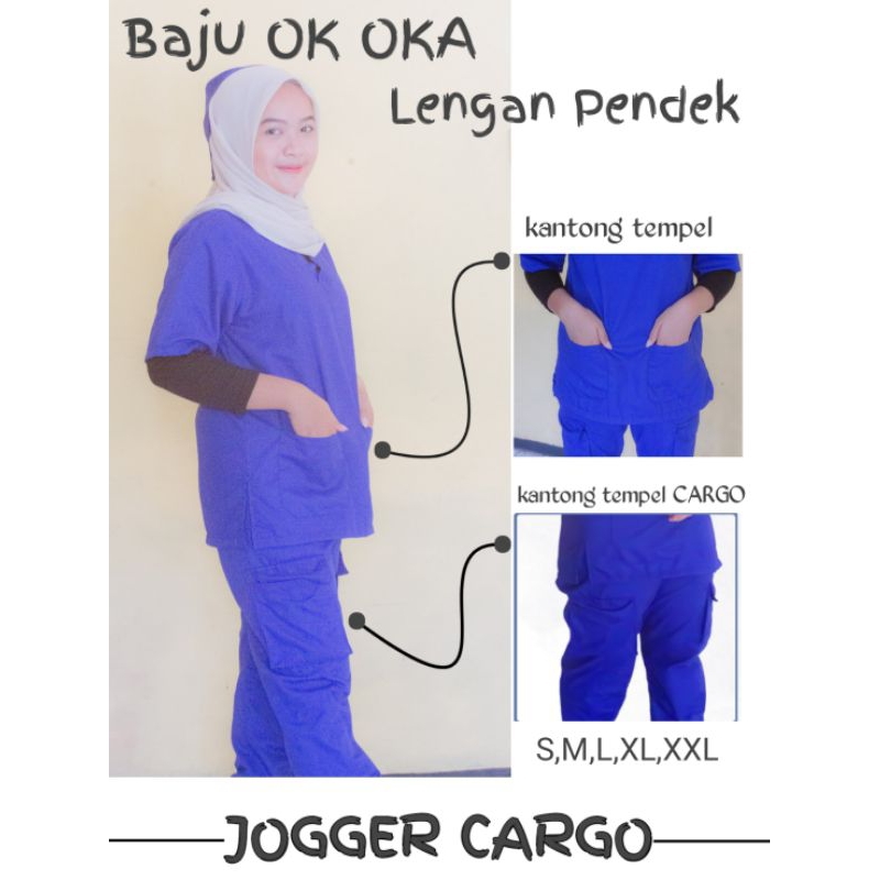 Baju Jaga OK OKA JOGGER Cargo Lengan Pendek Toyobo Dokter Scrub Medis Perawat