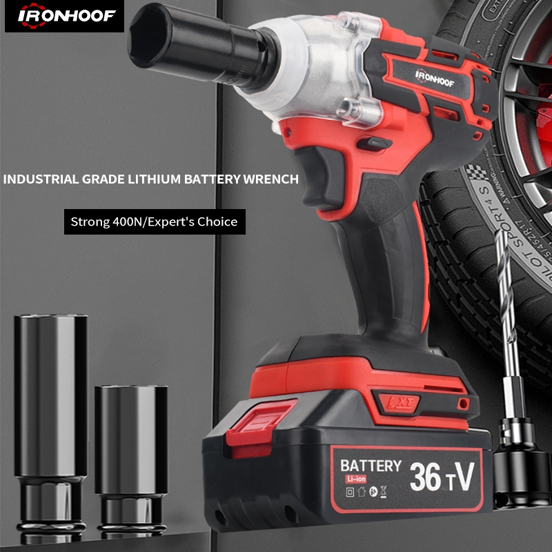 IRONHOOF Impact Wrench 388V Impact Baterai 288V Brushless 420N.M Electric Impact Wrench Spanner Sets