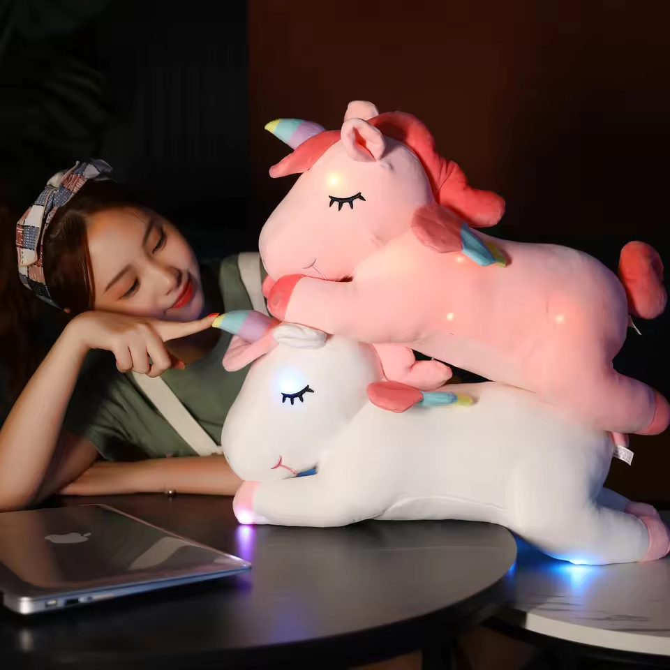 Boneka Unicorn Led Bisa Nyala Mainan Edukasi Kuda Poni Lying Hadiah Ulang Tahun Mewah