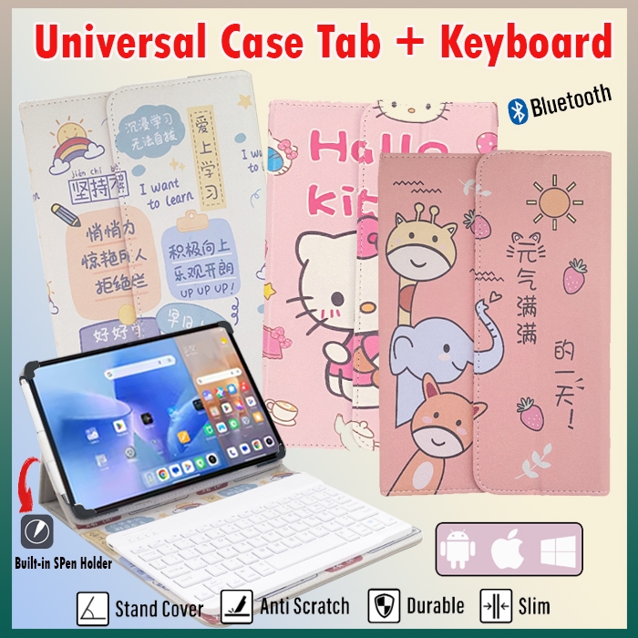 Itel Vista Tab 10 VistaTab 10.1 Inch In Flip Case Motif Anak Keyboard Bluetooth Detachable Book Cove