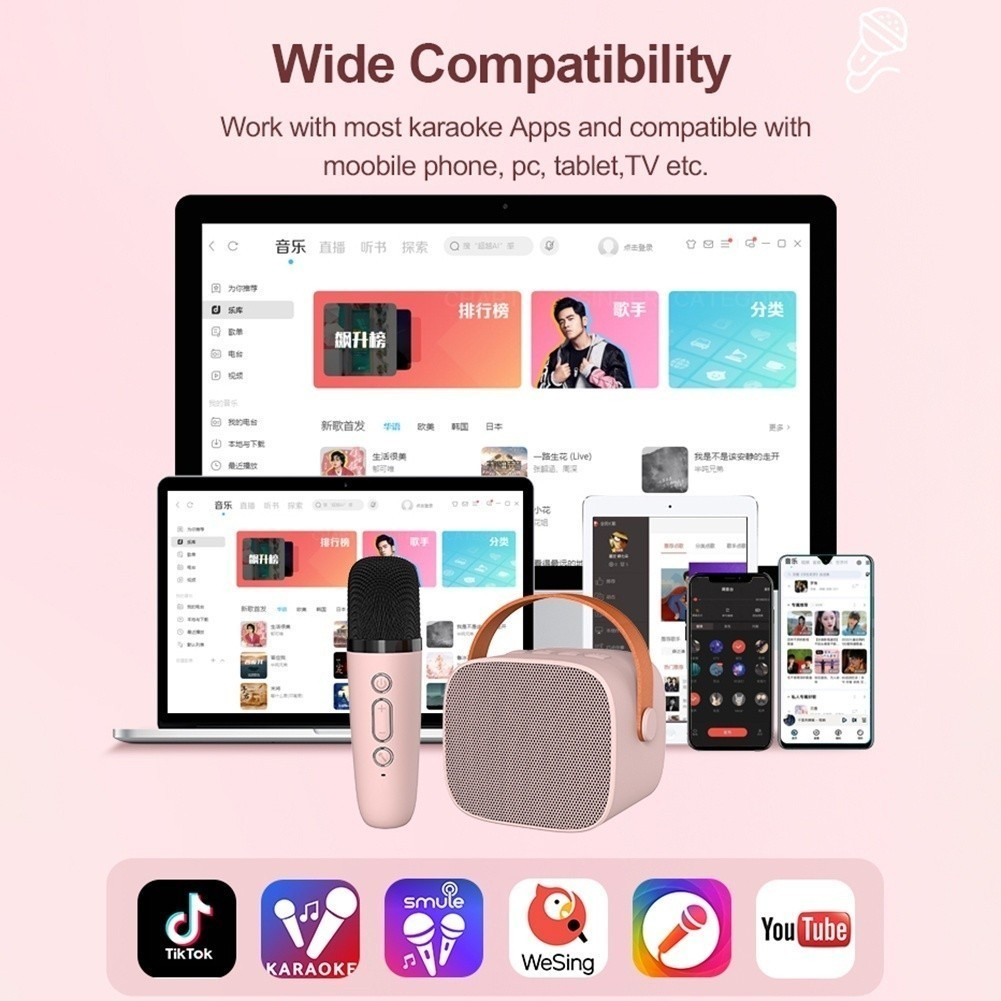 HOT PRODUCT MINI SPEAKER BLUETOOTH KARAOKE 2 MIC SET SALON BLUETOOTH BT SPEAKER KAROKE WITH