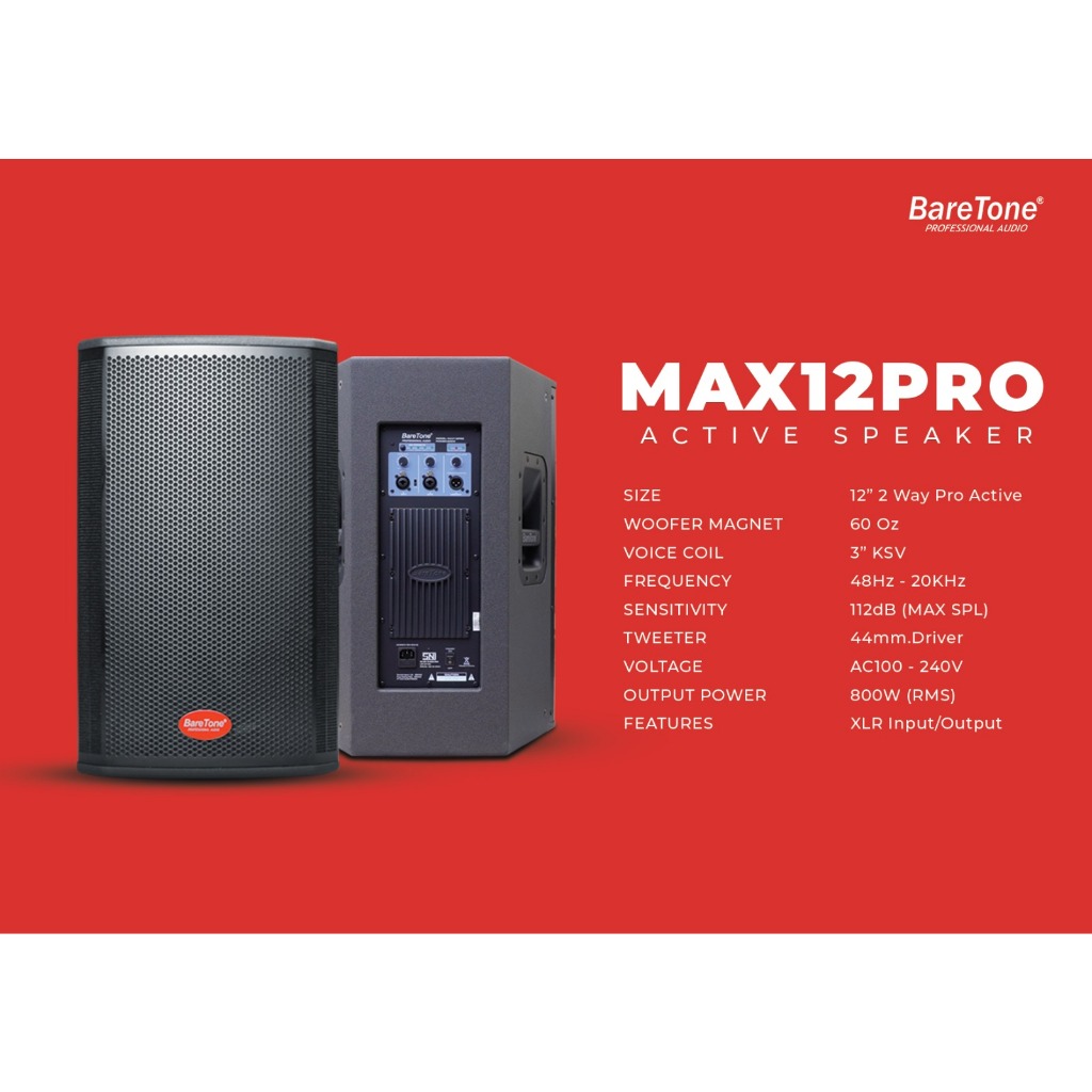 Speaker Aktif Baretone 12" MAX12PRO / MAX 12PRO / MAX12 PRO (1 buah)