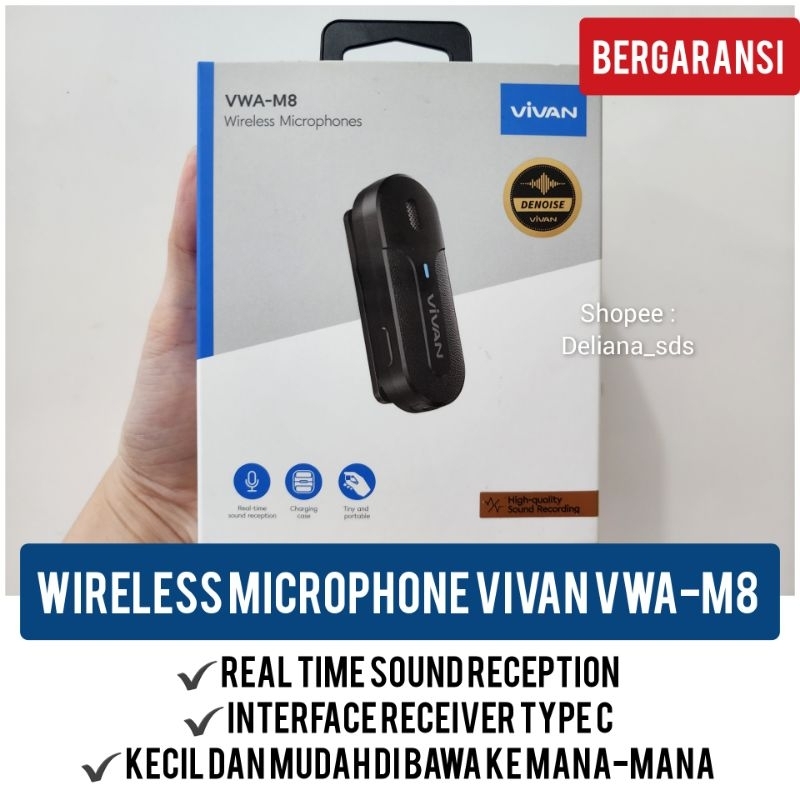 Microphone Wireless Vivan VWA-M8 Garansi Resmi 1 Tahun Wireless Microphone Vivan VWA M8 Wireless Mic