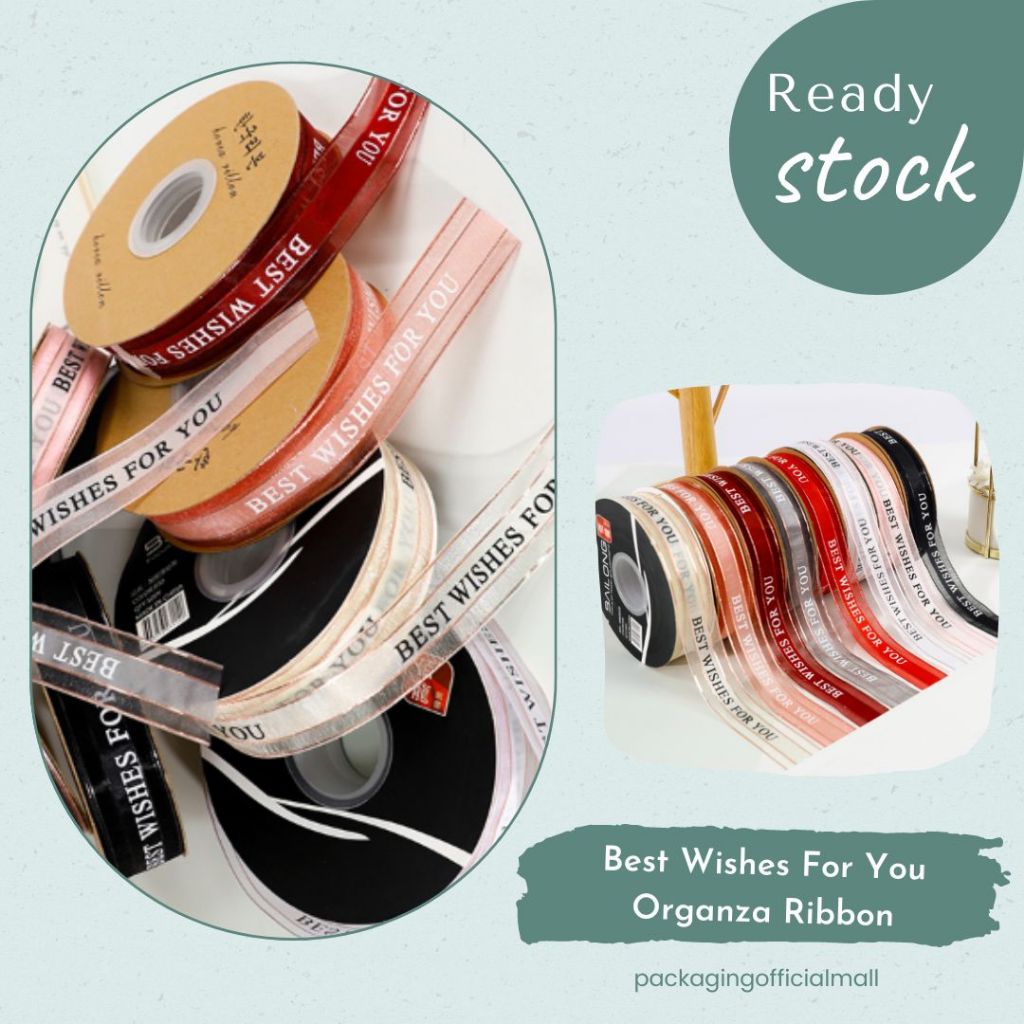 

BEST WISHES FOR YOU ORGANZA RIBBON / PITA KAIN / PITA KADO / FLORIST SUPPLY