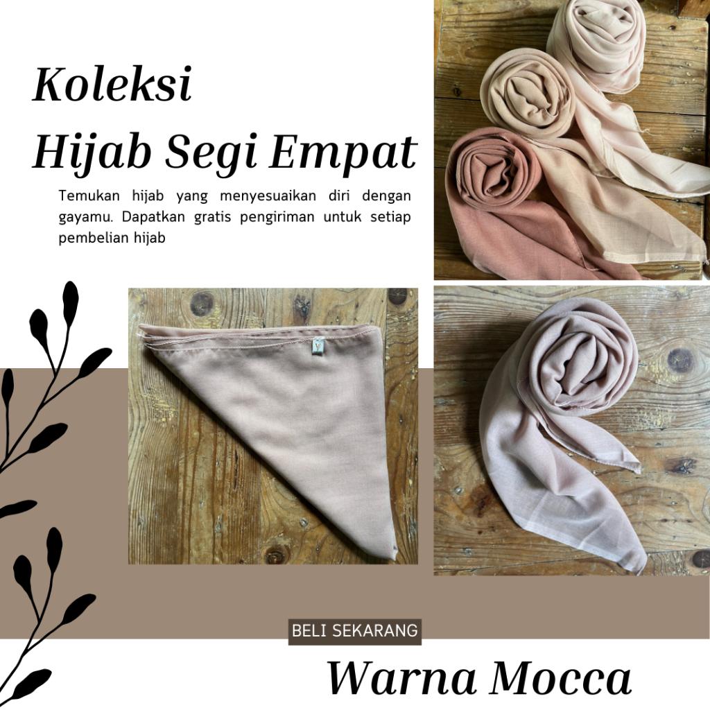 Hijab Segi Empat Warna Mocca