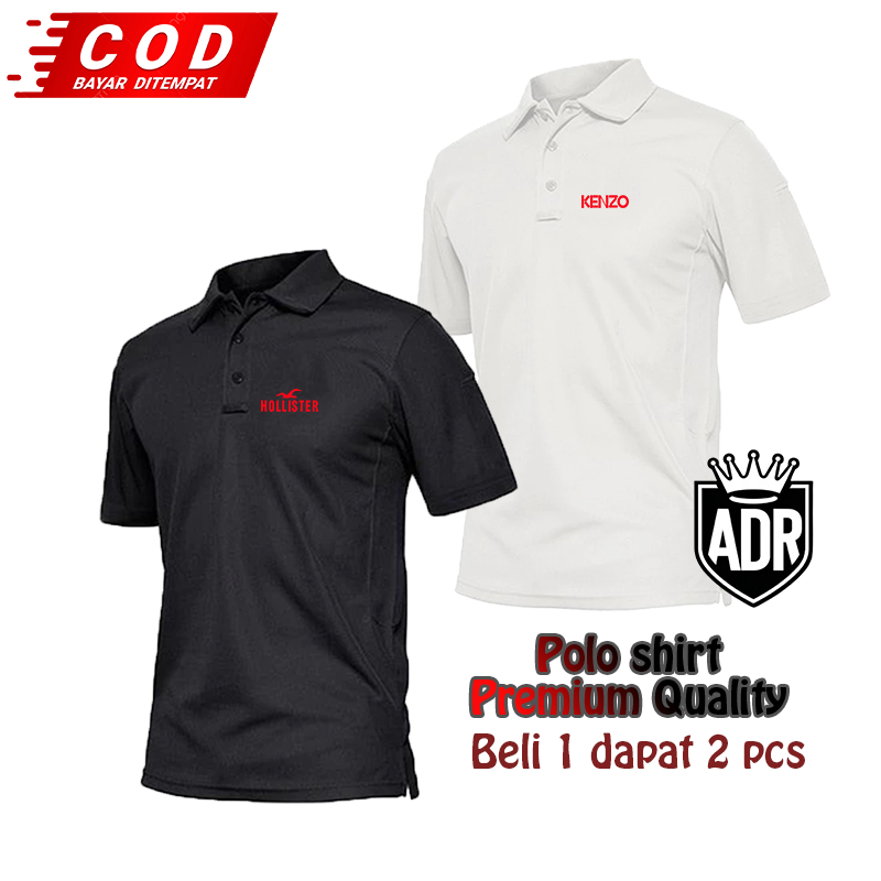 Polo Shirt Kenzo Premium Quality Beli  Satu Dapat 2 Baju / Kaos Kerah Polo Hitam -navy - dlln