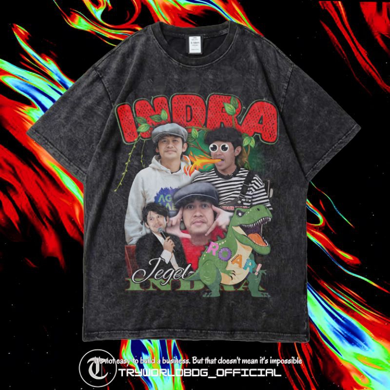TRYWORLDBDG OFFICIAL "INDRA JEGEL" KAOS OVERSIZED | KAOS WASHED | STONE WASH | OVERSIZED T SHIRT | K