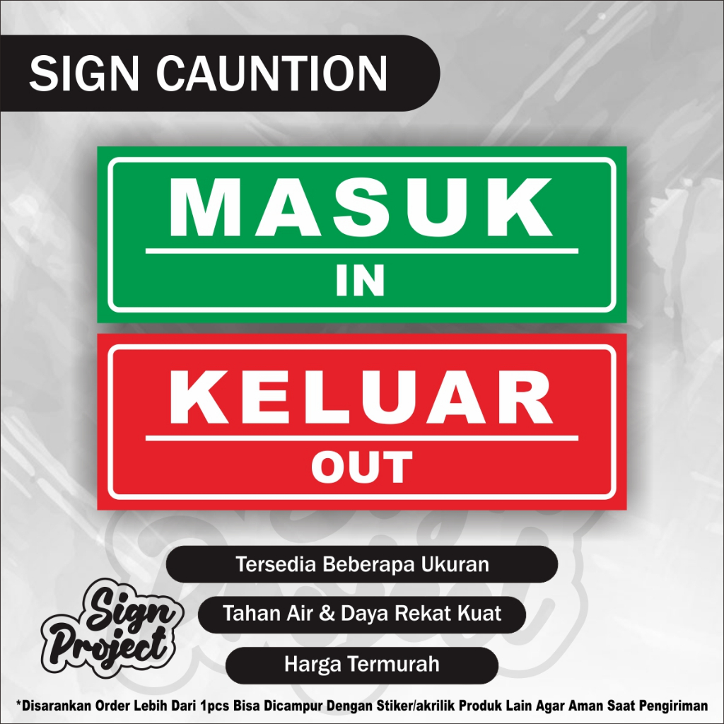 

Sign Stiker Tanda Masuk Keluar / Sticker In Out / Sticker masuk / Stiker Keluar / Stiker in / Stiker Keluar IN dan OUT Klinik Mall Restoran Evakuasi Evacuation