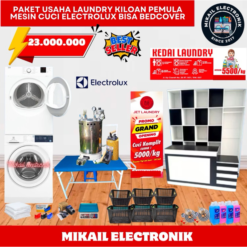 PAKET LAUNDRY KILOAN BEST SELLER MESIN CUCI FRONT LOADING ELECTROLUX 8 KG LENGKAP
