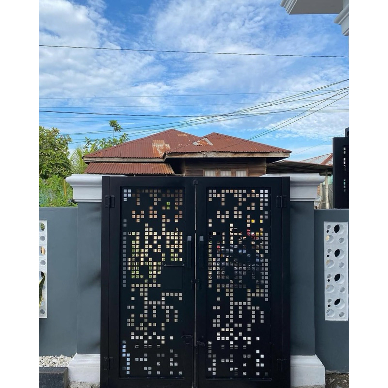 Pagar Cutting Laser Minimalis Hitam