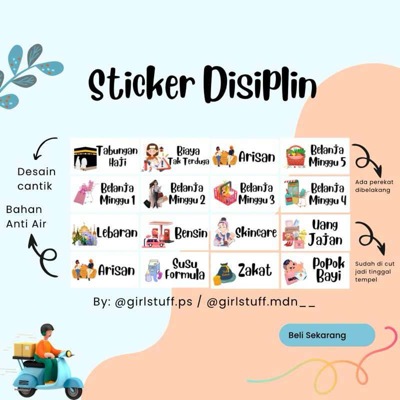 

Sticker Disiplin / Sticker Dompet Disiplin / Sticker Menabung / Sticker Budgeting