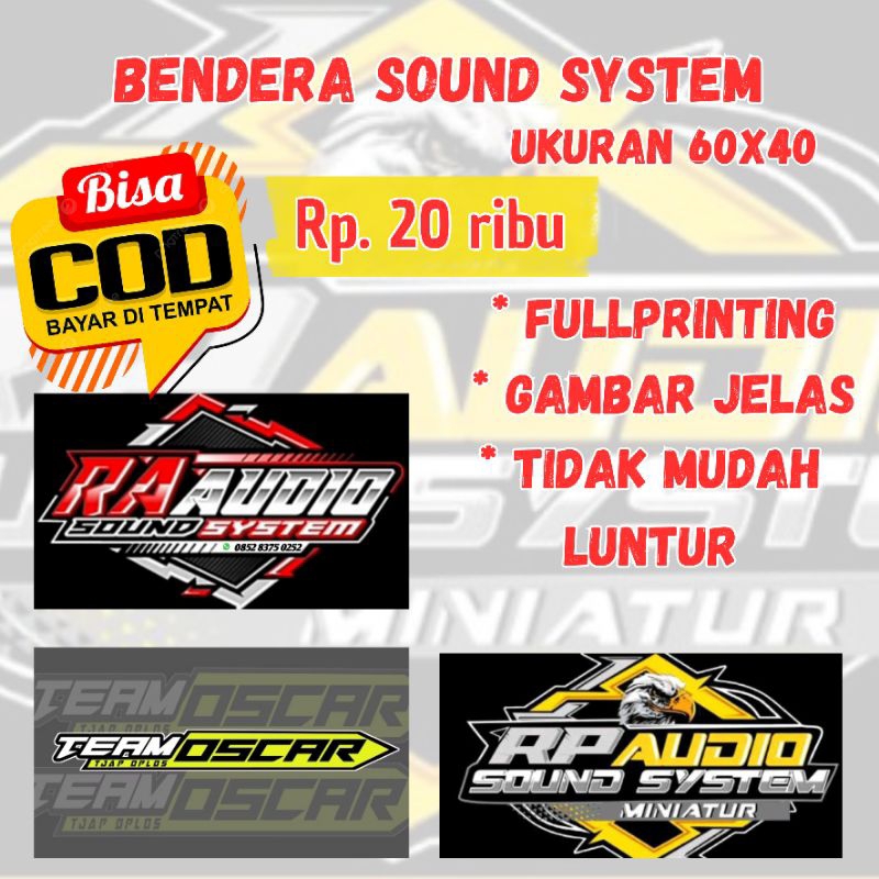 bendera soundsystem custom 60x40 desain bebas logo kalian sendiri