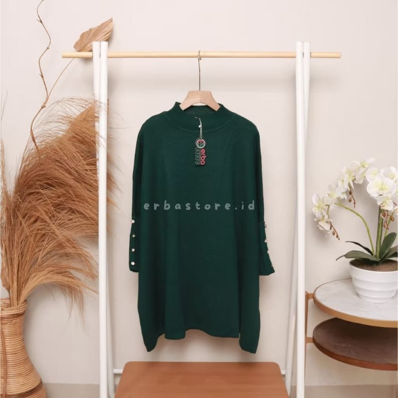 Preloved Atasan Blouse Rajut Premium Model Batwing Warna Emerald All Size