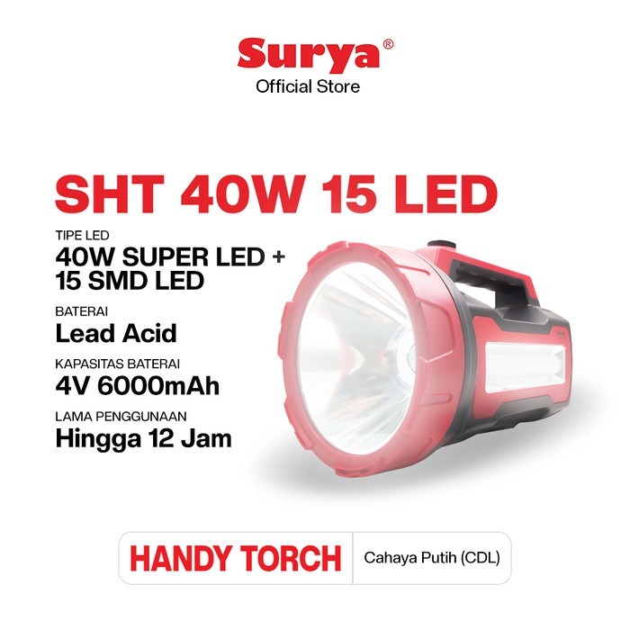 Senter lampu LED Surya SHT 40W 15LED JUMBO