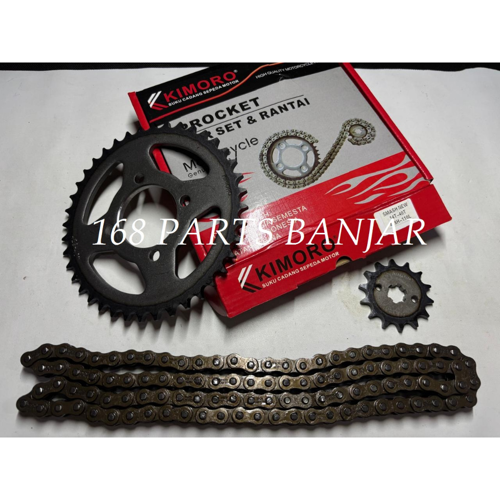 Kimoro Gir Gear Paket Set + Rantai Suzuki Smash New 40T 14T - 40T 428H - 110L