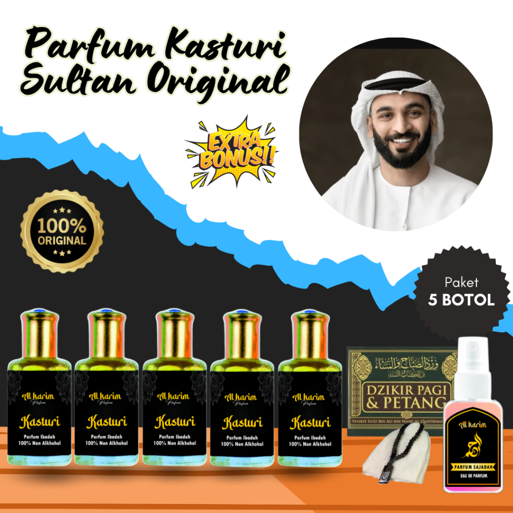 Promo!!! Paket 5 BotolParfum Kasturi Kijang Asli Original 100% Halal Minyak Wangi Sholat Murni Non A