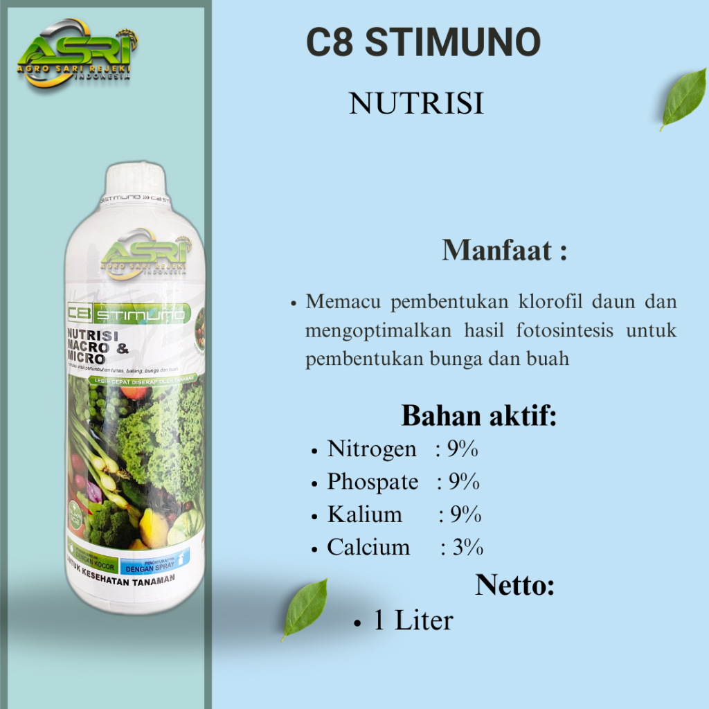 C8 STIMUNO NUTRISI 1 Liter MACRO DAN MICRO - HALBANERO NEW FORMULASI