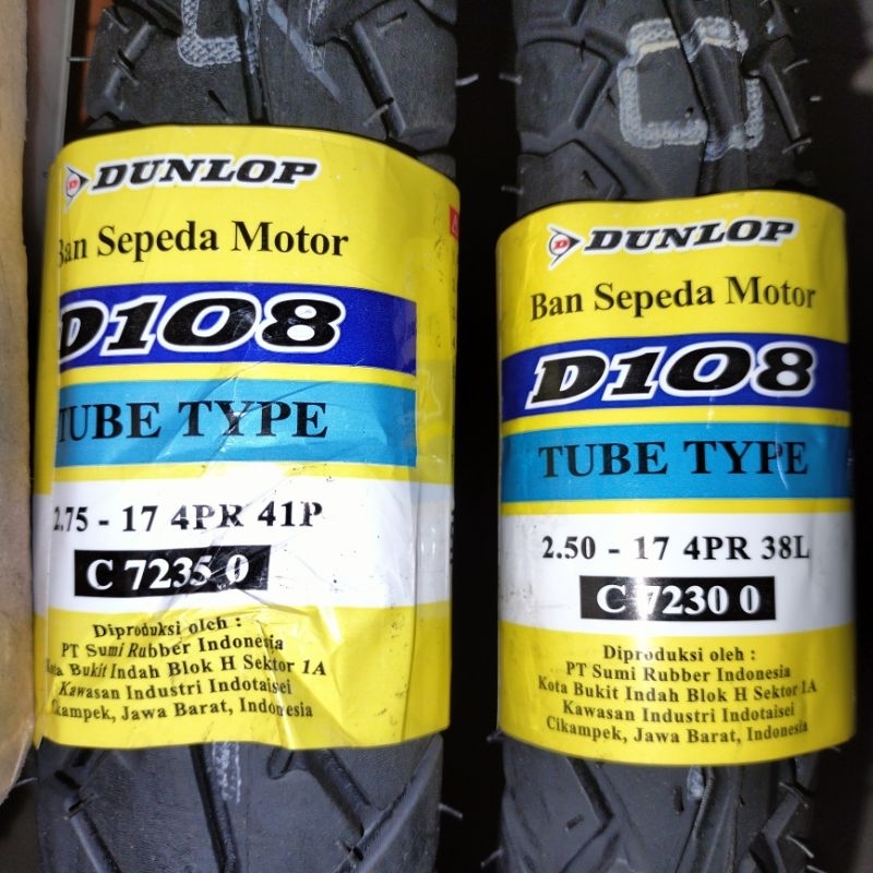 Ban Luar Dunlop D108 Manual bebek ring 17 (250-17 dan 275-17) DOT 2024/2025 Tubetype(bkn Tubeless)