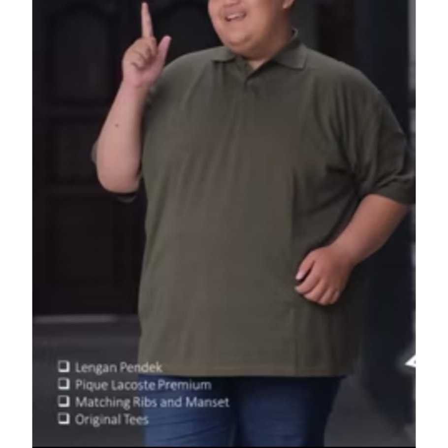 kaos Polo PENDEK jumbo 4XL WARNA HIJAU ARMY- Pria Wanita | Kerah Polos Jumbo  KAOS POLO PRIA JUMBO /