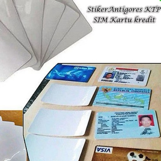 

(knz) Stiker Anti Gores Laminating KTP SIM Kartu Kredit Credit Card ATM Lem Praktis Bisa pasang sendiri