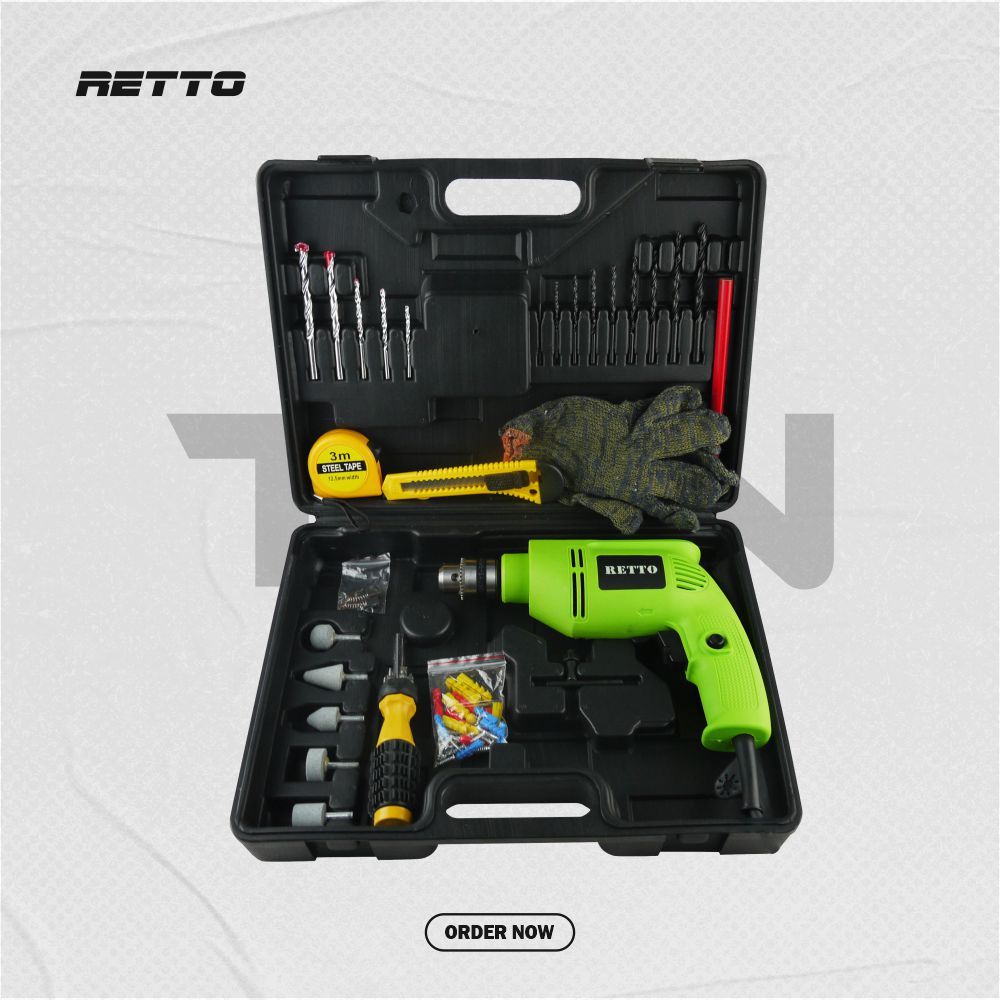 Electric Drill 10mm R-910-RE Retto BMC - Mesin Bor Tangan Bor Besi Kayu ( Hijau )