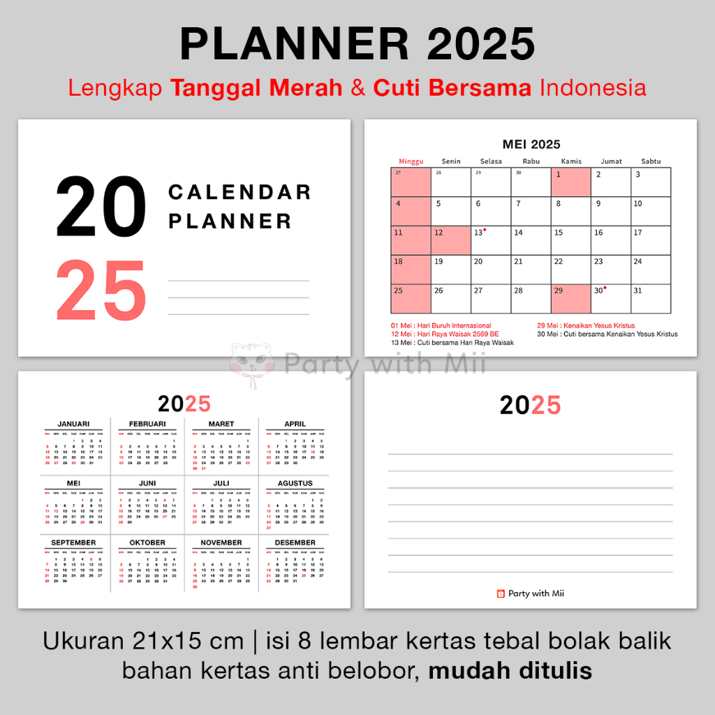 

Kalender meja duduk Calendar Planner 2025 Agenda Lengkap tanggal merah cuti Indonesia