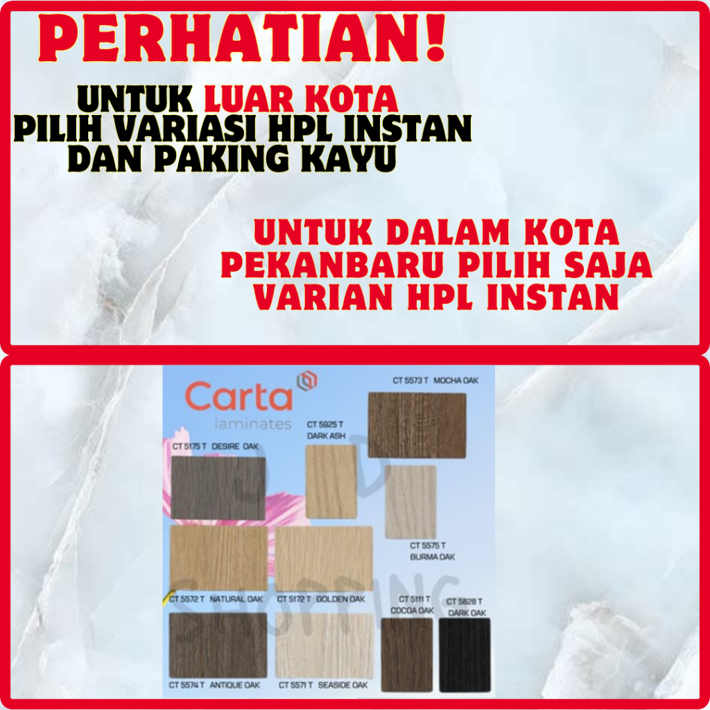 (LUAR KOTA WAJIB PALLET KAYU) HPL CARTA WOODGRAIN CT 5828/5111/5925/5575/73/72/5574/5571/5172/5175 T