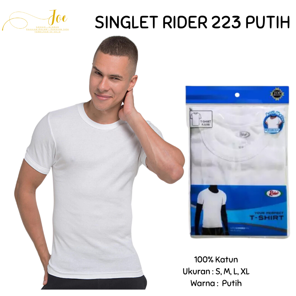 Kaos Blong RIDER 223 BP Putih Pria / Oblong Laki-laki Polos R223 putih