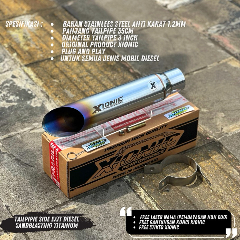 Tailpipe Side Exit Diesel Xionic Titanium Sandblasting INNOVA 2KD,2GD, FORTUNER VNT,NON VNT, PAJERO