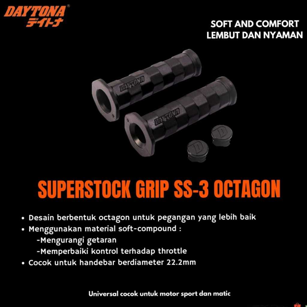 HANDGRIP OCTAGON DAYTONA 5240 SARUNG STANG SEPASANG - DAYTONA ORIGINAL