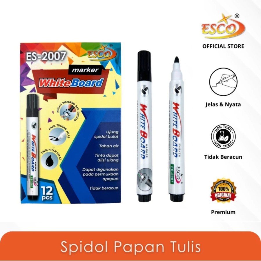 

1 LSN / 12 Pcs Spidol Papan Tulis Esco ES-2007 Whiteboard