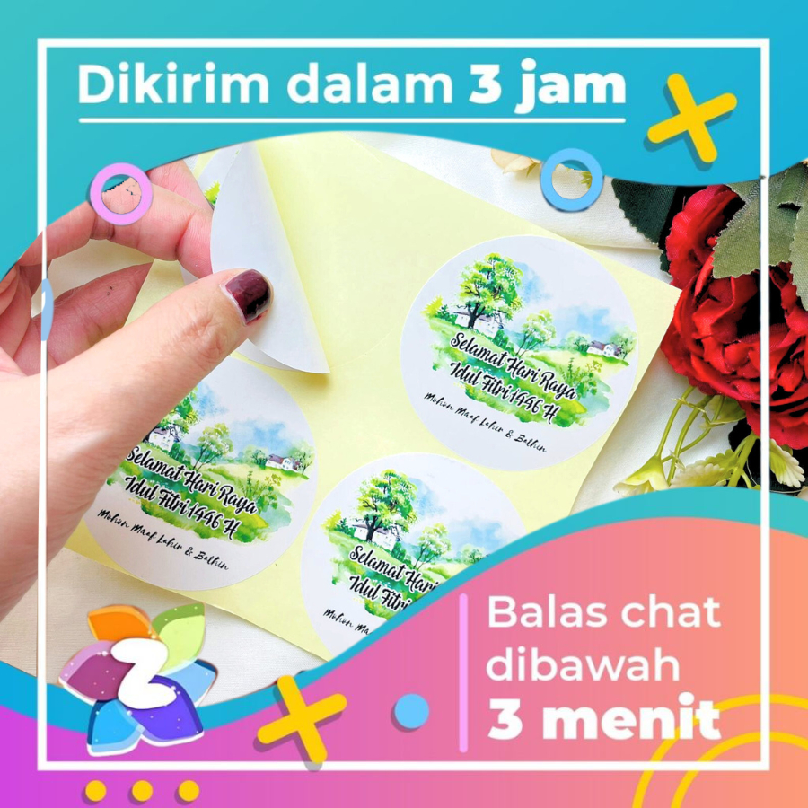 

2-4 Sticker Kue Lebaran Tema Idul Fitri Stiker Lebaran Kue Kering Hari Raya Ramadan Chromo Zennida