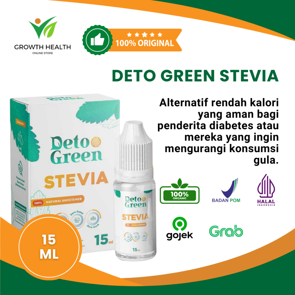 DETOGREEN Stevia Natural Sweetener Gula Tetes Sehat Alami Nol Kalori 15ml Deto Green Original